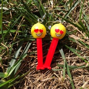 HANDMADE HEART EYE PEZ DISPENSER EARRINGS